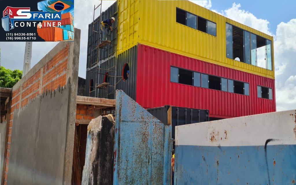 Projeto container Prédio comercial 240m2 com 8 Container 40 pés HC
